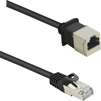 Datový kabel Renkforce RF-4394130 RJ45 síťové kabely, propojovací kabely CAT 5e F/UTP 3.00 m černá prodlužovací kabel s ochranou, pozlacené kontakty 1 ks