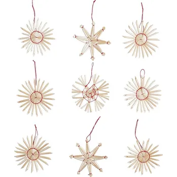 Vánoční ozdoba Butlers X-MAS Slaměné ozdoby 36 ks 6 cm - červená