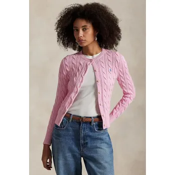 Dámský svetr Bavlněný kardigan Polo Ralph Lauren, XS, růžová, 30A