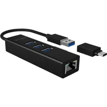 USB hub Rozbočovač USB 3.0 IB-HUB1419-LAN ICY BOX
