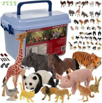Hračka pro nejmenší Sada figurek Zvířata v ZOO 48 ks v boxu, Kruzzel