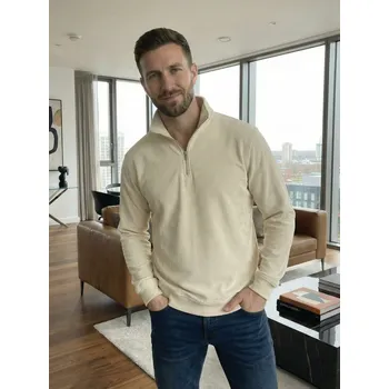 Pánský svetr Pánský krémový svetr se zipem, VELIKOST M