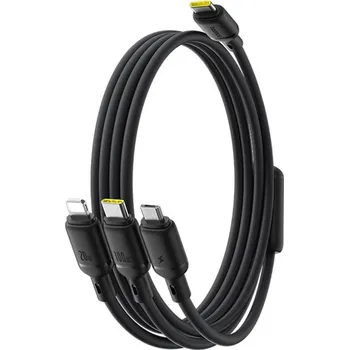 Baseus - Datový kabel Silky (P10377706123-00) - Rychlé nabíjení, Type-C na Micro-USB, Lightning, USB-C, 100W, 1,5 m - Cosmic Black