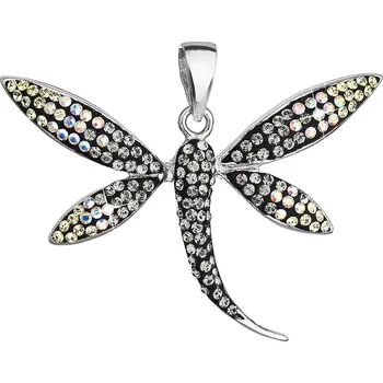 Přívěsek Stříbrný přívěsek s krystaly Swarovski měsíční vážka 34164.3 moonlight rhodiované stříbro, Swarovski krystaly