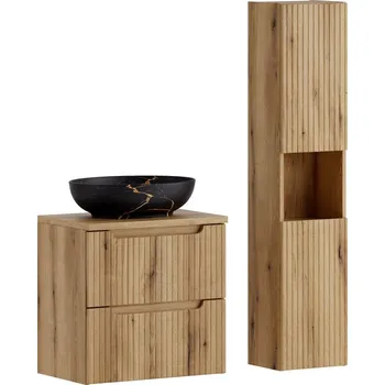 Koupelnový nábytek Koupelnová sestava Nova Mona s deskou, umyvadlem a skříňkami 60 cm dub coast evoke