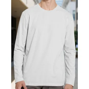 Pánské tričko Sinsay - Bavlněné tričko s dlouhými rukávy - bílá - 650EY-00X - 650EY-00X-3XL