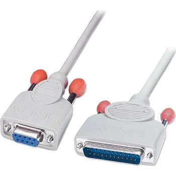 Prodlužovací kabel LINDY sériový kabel [1x D-SUB zásuvka 9pólová - 1x D-SUB zásuvka 25pólová], 2.00 m, šedá