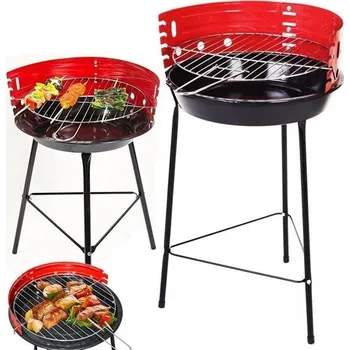 Zahradní kulatý přenosný turistický kempinkový gril na dřevěné uhlí