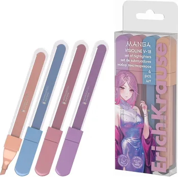 Zvýrazňovač Zvýrazňovač seřízlý sada 4 ks ErichKrause Visioline V-18 Manga