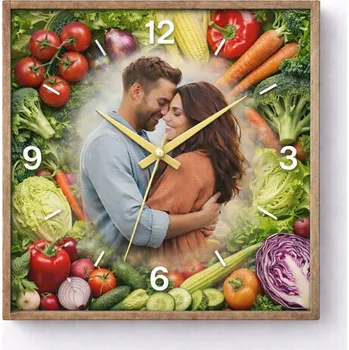 Hodiny Hodiny z vlastní fotografie – zelenina - 20x20 cm / Plast / Klasický