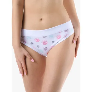 Kalhotky Gina Dámské bokové kalhotky se širokým bokem 16181P Bílá-bordo 42-44