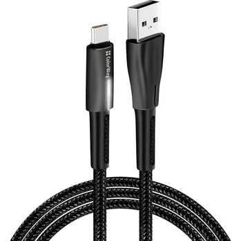 Počítač ColorWay - Datový kabel (CW-CBUC035-BK) - USB Type-C, Quick Charge 3.0, s LED indikátorem, nylon, 2,4 A, 480 Mb/s, 1 m - černý