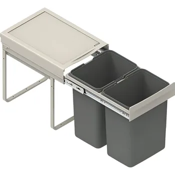 Odpadkový koš Kuchyňský koš výsuvný JC602, 2× 20 l, šedý&nbsp;K4052104