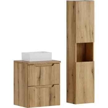 Koupelnový nábytek Koupelnová sestava Nova Gaja s deskou, umyvadlem a skříňkami 50 cm dub coast evoke