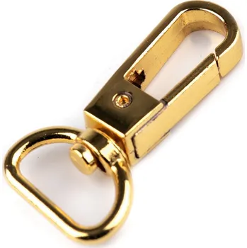 Kovová karabina otočná, průvlek 15 mm, barva 4 žluté zlato