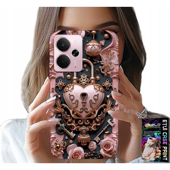 Pouzdro na mobilní telefon POUZDRO PRO REALME 14 5G / 14T - ŽENSKÉ, MÓDNÍ, VISACÍ ZÁMEK SRDCE RŮŽE