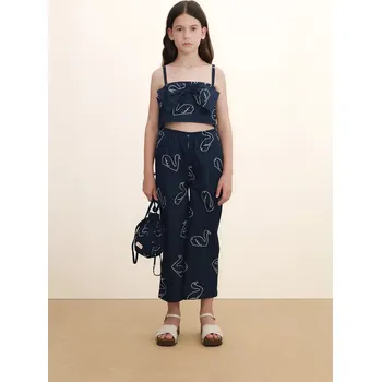 Chlapecké kalhoty Dětské rifle Tinycottons BIG SWANS DENIM PANT SS26.329 modrá 95X, vel. 104