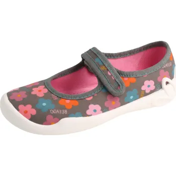 Dívčí baleríny Dívčí baleríny šedé kytička Befado 114Y552