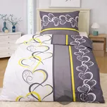 Bavlněné povlečení Deluxe 140x200+70x90 Srdce žluto-zelená