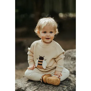 Dívčí svetr Dětský bavlněný svetr Donsje Valenthe Sweater Bee 4098401.98.128 béžová 12X, vel. 110