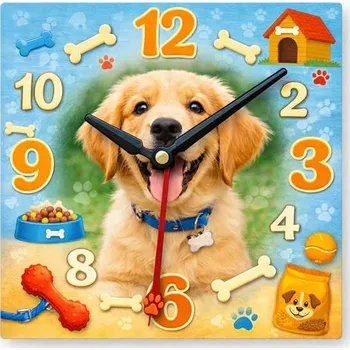 Hodiny Hodiny z vlastní fotografie – pes 2 - 20x20 cm / Plast / Klasický