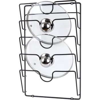 Poklice Držák, stojan na pokličky - 5 pozic, k připevnění na dvířka, černý kov VILDE