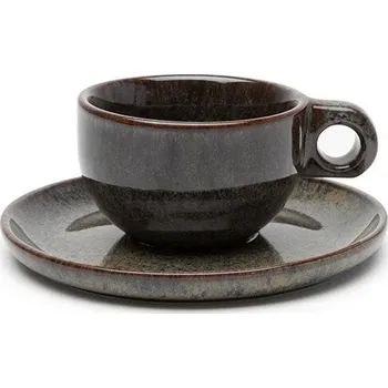 Serax, Šálky na cappuccino s podšálky Surface, 230 ml, černo-šedé, 4 ks - Formadore