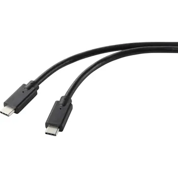 Prodlužovací kabel Renkforce Nabíjecí kabel USB USB 2.0 USB-C ® zástrčka, USB-C ® zástrčka 2.00 m černá krytí TPE RF-5251922