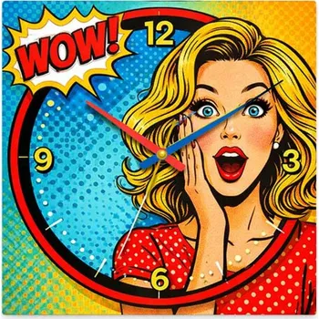 Hodiny Hodiny z vlastní fotografie – komiks - 20x20 cm / Plast / Přehnané rysy