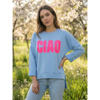 Dámská mikina Dámská baby blue mikina s neonovým nápisem CIAO, VELIKOST UNI ( S, M , L )