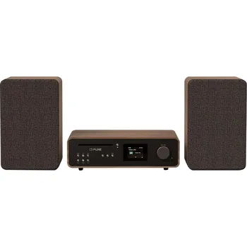 Hi-Fi systém Pure Classic Stereo Coffee Black/Walnut EU/UK Stereosouprava v retro stylu , černá, vlašský ořech