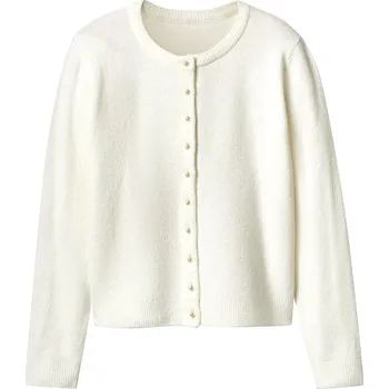 Dámský svetr esmara® Dámský kardigan s perličkovými knoflíky (bílá, M (40/42))