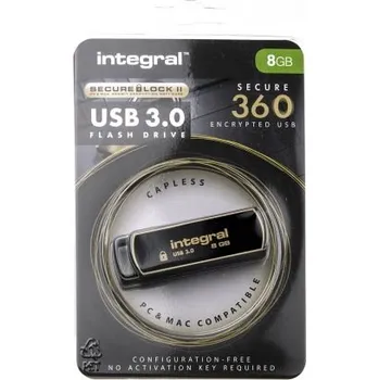 USB flash disk Flash disk se softwarovým šifrováním 8 GB AES-256 USB 3.0 Integral Memory 0 → plus 70°C