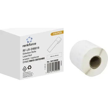 Tiskárna štítků Renkforce etikety v roli kompatibilní náhradní DYMO DYMO 99019 190 x 54 mm papír bílá 110 ks trvalé univerzální etikety RF-6027812