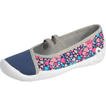 Dívčí baleríny Dívčí baleríny, bačkory modré srdíčka Befado 116Y303