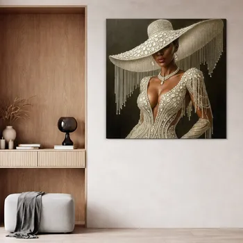 Obraz Luxusní glamour obraz - Žena v klobouku | DUBLEZ