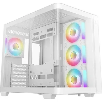 PC skříň DEEPCOOL skříň CG530U 4F / ATX / 4x120mm ARGB / 2xUSB / USB-C / zaoblené sklo / panoramatická / bílá