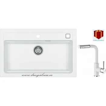 Granitový dřez Alveus SET dřez Atrox 40 + baterie Siros - 11 white + dárek (příborník, podložka na sušení nádobí nebo tekutý čistič)