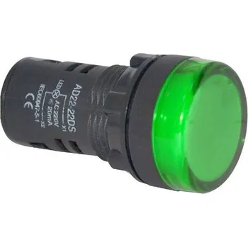 Kontrolka kulatá 230V LED zelená 29mm HADEX