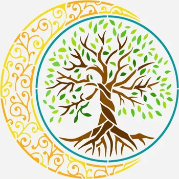 MyCreativ Šablona, STROM ŽIVOTA V MĚSÍCI, 30x30 cm, 1 kus