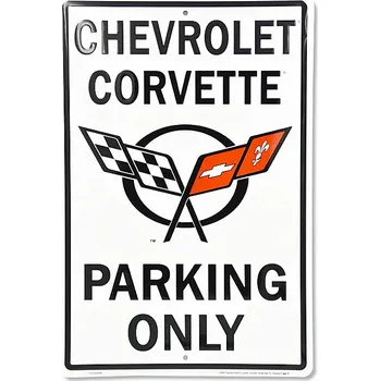 Plechová cedule D.E. metal signs PLECHOVÁ CEDULE CHEVROLET CORVETTE Parking Only 40 cm x 32 cm
