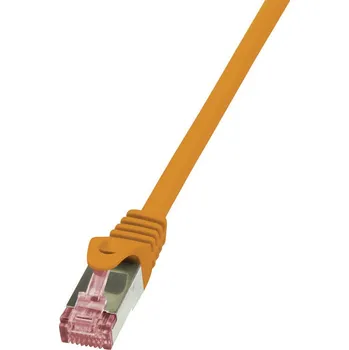 Datový kabel LogiLink CQ2018S RJ45 síťové kabely, propojovací kabely CAT 6 S/FTP 0.25 m oranžová samozhášecí, s ochranou 1 ks