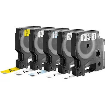 Kotouček do pokladny a tiskárny štítků DYMO 45018 plus 45013 plus 45010 plus 40913 plus 43613 páska do štítkovače sada 5 ks Barva pásky: bílá, žlutá, transparentní Barva písma: černá 6 mm, 9 mm, 12 mm 7 m