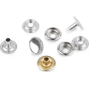 Knoflíky stiskací s kroužkem Ø15 mm na silné látky, barva nikl