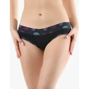 Kalhotky Gina Dámské francouzské kalhotky 14163P Černá-bordo 46-48