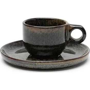 Serax, Šálky na espresso s podšálky Surface, 100 ml, černo-šedé, 4 ks - Formadore