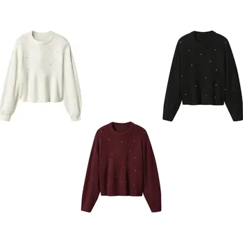 Dámský svetr esmara® Dámský svetr s ozdobnými perličkami/kamínky