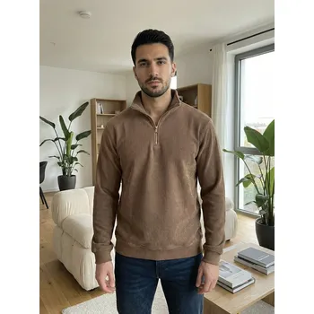 Pánský svetr Pánský vroubkovaný svetr se zipem, VELIKOST M