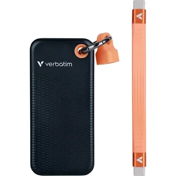 Pevný disk Verbatim Pocket 1 TB, externí SSD disk, USB-C(TM) (USB 3.2 Gen 2), černá, oranžová