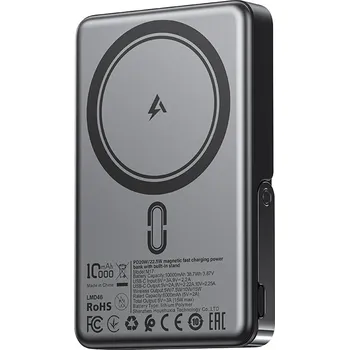 Powerbanka Acefast - Magnetická bezdrátová powerbanka (M17-10000) - skládací stojánek, port USB-C, 10000 mAh, 22,5 W, LED indikátor - černá